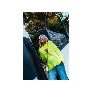 Grungemama Pull Kiss Jaune Fluo